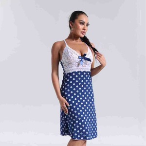 Camicia da <span class=keywords><strong>notte</strong></span> da donna Sexy bordata di pizzo in tinta unita lavorata a maglia con ginocchio corto morbido <span class=keywords><strong>e</strong></span> comodo abbigliamento da <span class=keywords><strong>notte</strong></span> <span class=keywords><strong>per</strong></span> ODM invernale fornito - Product Image 4