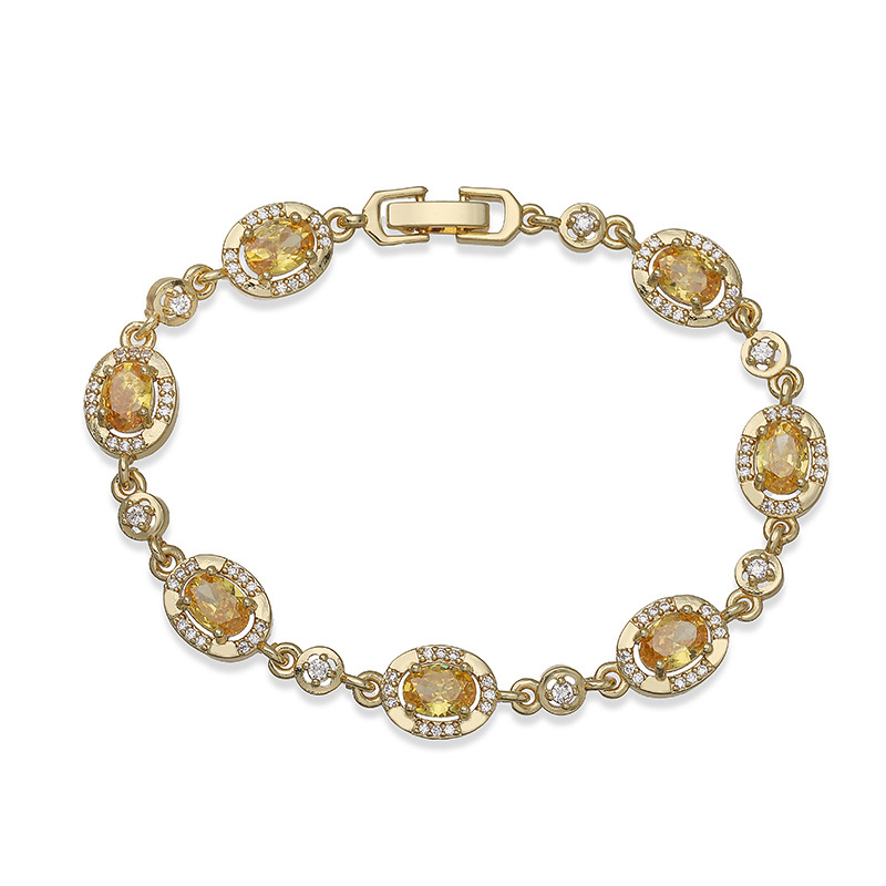 Bracelet couture ovale diamant jaune doré