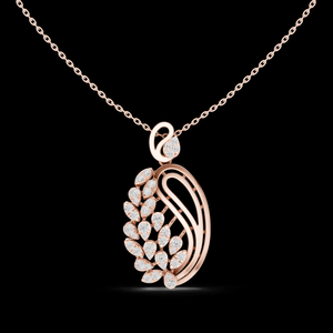 Colgante de Hoja de Paisley Dorada con Diamantes Brillantes y Elegancia Natural para Bodas y Aniversarios - Product Image 5