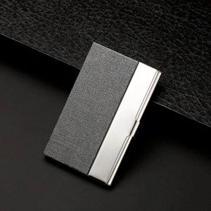 Unisex Name <b>Holder</b> Stainless Steel & Pu Leather Credit Luxury Business Card Case - Product Image 1