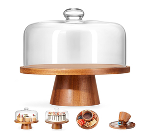 Supporto <span class=keywords><strong>per</strong></span> Torta <span class=keywords><strong>in</strong></span> <span class=keywords><strong>Legno</strong></span> con Coperchio, Porta Torta <span class=keywords><strong>in</strong></span> Acacia con Cupola <span class=keywords><strong>in</strong></span> Vetro, Espositore Versatile <span class=keywords><strong>per</strong></span> Dessert con Base Magnetica Robusta - Product Image 1