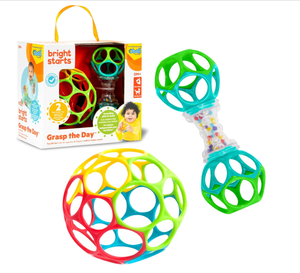 Ensemble cadeau de balles <span class=keywords><strong>Oball</strong></span> faciles à saisir - Balles et hochets pour saisir la moindre occasion, lot de 2, en silicone sans BPA, unisexe, nouveau-né et plus - Product Image 1