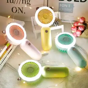 2024 Best-selling Portable Handheld Silent Cartoon Charging Fan Night Light Outdoor Mini LED Air Cooler