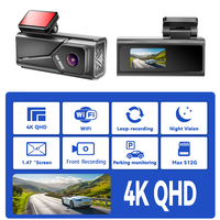 Caméra de tableau de bord 4K pour voiture avec objectif unique, contrôle par application Wi-Fi, vision nocturne et enregistrement vidéo pour enregistreur de voiture avec capteur G