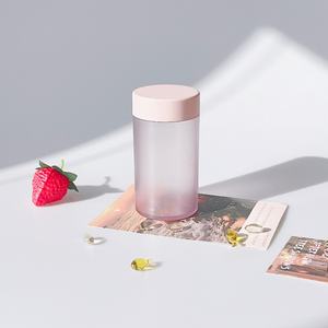 150cc高級ピンクつや消しグミボトル包装PETプラスチックサプリメントボトルビタミン収納瓶 - Product Image 1