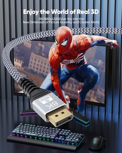 SYONG 8K Display Port <span class=keywords><strong>Cable</strong></span> 6 pies DP a DP 1,4 <span class=keywords><strong>Cable</strong></span> (8K60Hz, 4K144Hz, 2K240Hz, 32,4 Gbps, Dynamic HDR, 3D, HDCP2.2) - Product Image 2
