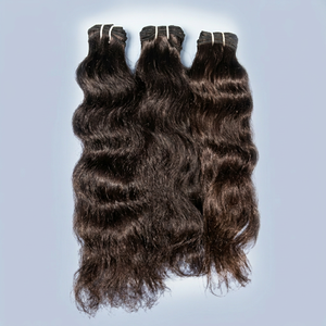 Extensions de cheveux naturels indiens Remy vierges REMI HAIR, ondulés, tissage machine double trame, 100g, toutes couleurs, origine Tamil Nadu, emballées - Product Image 1