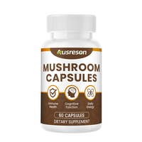 Ausreson OEM Capsules de Champignon Crinière de Lion, Supplément Nootropique Végétalien pour le Soutien Cérébral et la Mémoire, Capsules d'Extrait de Champignon Biologique