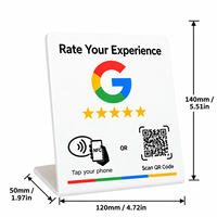 Carte de commentaires NFC personnalisée avec lien de commentaires codé et code QR, support de table en acrylique 140x120mm pour lavage de voitures, clinique dentaire, magasin