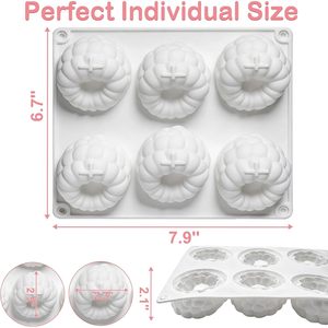 UNIMOUND White 6 Cavity Raspberry <b>Silicone</b> Mold 3D Flower Shape Fondant Chocolate Bar Decoration Molds - Product Image 6