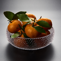 Lot de 3 bols à dessert en verre transparent style chinois moderne pour salon, vaisselle de luxe légère, bols à fruits en verre martelé pour la maison