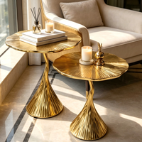 Luxuriöser Messing-Beistelltisch im Designer-Stil, Hochwertiger Luxus-Beistelltisch für Zuhause und Villa, Runder Wohnzimmer-Beistelltisch, Künstlerischer Sofa-Beistelltisch