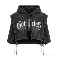 Vêtements OEM en gros : Veste oversize délavée à l'acide, effet vieilli, style gothique, avec strass, vintage, streetwear, impression DTG Kornit