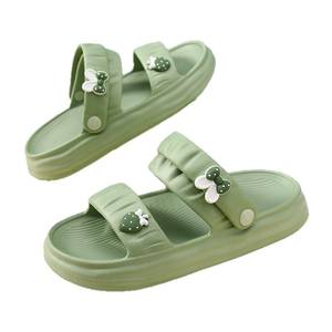 Sandalias Bicue Wedges para mujer, plataforma, colores dulces, patrón de dibujos animados, antideslizantes, cómodas, para verano, uso al aire libre, verde claro, Beige - Product Image 5