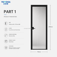 Puerta de Baño de Vidrio y Aleación de Aluminio Impermeable de Diseño Moderno, Puertas Interiores Insonorizadas Acabadas para Uso en Hoteles y Cocinas