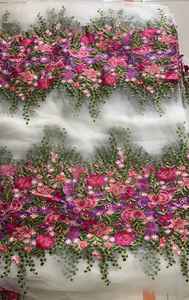 Tessuto in Pizzo Nigeriano di Alta Qualità con Ricamo Floreale 3D, Pizzo Africano Ecologico per Abiti da Festa e da Sposa - Product Image 4