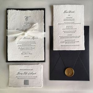 Juego de Invitaciones de Boda Impresas en Letterpress con Papel de Arte de Cartón Premium, Kit de Tarjetas de Felicitación de Lujo Hechas a Medida para Fiesta de Bodas - Product Image 1