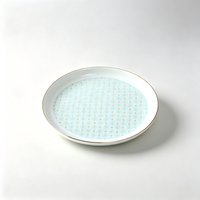 Service de table en porcelaine fine à bord doré géométrique, assiettes et bols en céramique de luxe, vaisselle pour mariage, hôtel, maison, anti-fuite, compatible lave-vaisselle