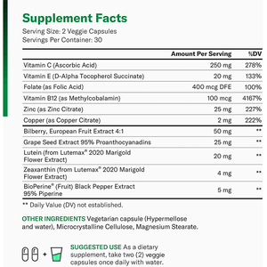 Areds 2 Vitaminas Oculares (Clinicamente Provado LuteMax 2020) Suplemento de luteína e zeaxantina Suporta Tensão Olho Seco e Visão