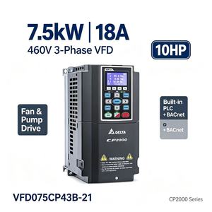 Delta VFD075CP43B-21 7.5kW 10HP 18A 460V 3 เฟส ไดรฟ์ปั๊มลมแบบ VFD พร้อม PLC ในตัว รองรับ BACnet 50 ° C - Product Image 1