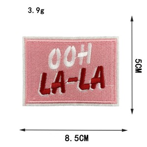 Parches Bordados Personalizados Termoadhesivos Cuadrados con la Frase '<span class=keywords><strong>Ohh</strong></span> Lala' en Rosa, para Decorar Ropa, Sombreros y Bolsos - Product Image 3