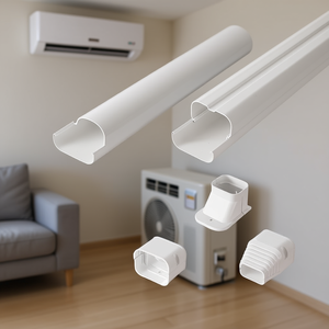 Cache-tuyau décoratif en PVC 3 pouces de large x 7,5 pieds de long, facile à installer, blanc peignable, pour conduit de climatiseur - Product Image 2