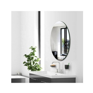 Modern <b>Silver</b> Style Factory Wholesale Explosion-Proof Tempered Frameless Round/Oval Bathroom <b>Mirror</b> 6mm Wood Beveled Polished - Product Image 1