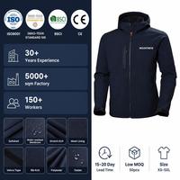 Chaqueta Técnica Softshell para Hombre, Tejido de Alto Rendimiento, con Capucha, Cierre Completo, Bolsillos con Cremallera, Puños con Cierre de Gancho y Bucle, para Senderismo y Actividades al Aire Libre, Personalizable de Fábrica