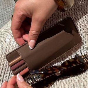 PU Leather Lady Lipstick Pouch Mirror Portable Compact Mirrored Lip Combo Case Mirrored Lipliner Case - Product Image 2