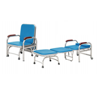 Lit d'accompagnement médical pliable Hochey avec structure en acier inoxydable et revêtement en PVC, mobilier hospitalier