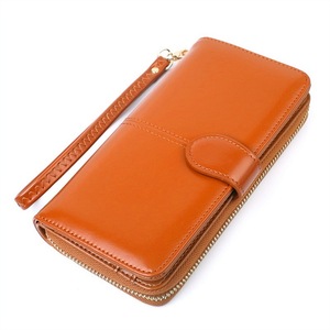Delle signore del commercio all'ingrosso oliato cuoio dell'unità di elaborazione dell'annata di stile alla <span class=keywords><strong>moda</strong></span> borsa lunga delle donne della chiusura lampo del raccoglitore per la signora - Product Image 6