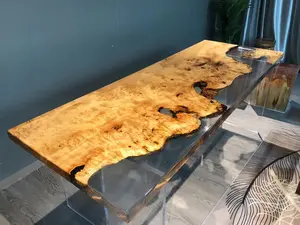 अद्वितीय विशेष डाइनिंग रूम फर्नीचर प्राचीन आधुनिक नवीनतम एपॉक्सी राल लकड़ी होटल विला के लिए एपॉक्सी ठोस लकड़ी डाइन टेबल
