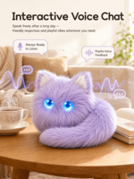 Robot en peluche AI Compagnon émotionnel, chat moelleux aux yeux lumineux colorés, avec fonction de chat vocal, jouet pour enfants pour l'heure du coucher, vente en gros