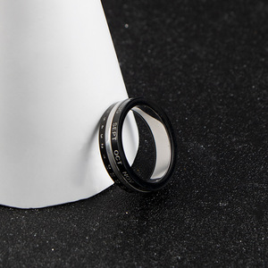 Rotatable Couple's Calendar <b>Ring</b> Rose Gold And Black Stainless Steel <b>Titanium</b> Steel Anniversary Jewelry Unisex SA1165 - Product Image 3