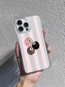 Custodia per telefono in TPU trasparente con motivo a bilardo 8 palle a righe <span class=keywords><strong>rosa</strong></span>, <span class=keywords><strong>cover</strong></span> antiurto estetica e simpatica per <span class=keywords><strong>iPhone</strong></span> 17 16 15 14 13 <span class=keywords><strong>Pro</strong></span> <span class=keywords><strong>Max</strong></span> - Product Image 3
