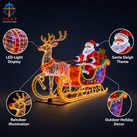 Riesiger Outdoor-Weihnachts-Rentierschlitten mit Laterne, Handgefertigte LED-Feiertagsdekoration für Park, Platz und Garten