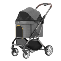 Poussette pour animaux de compagnie pliable en un clic, réglable, à 4 roues, légère, en aluminium aéronautique, chariot pour chien, chariot pour animaux de compagnie en Oxford imperméable 600D