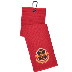 磁性高尔夫毛巾不同形状华夫饼高尔夫毛巾新设计磁铁高尔夫毛巾