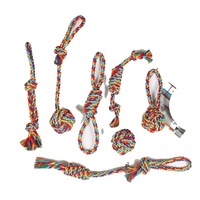 Jouet à mâcher durable en corde de coton arc-en-ciel pour chien avec nœuds, jouet de traction pour le nettoyage des dents des chiots