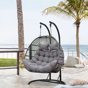 Silla Colgante Doble de Mimbre Sintético Danlong Moderna con Soporte - Cojines Impermeables para Hoteles y Parques, Muebles de Exterior - Product Image 3