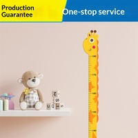 Autocollant mural de mesure de la hauteur de la girafe, règle, décoration de chambre d'enfant, chambre à coucher, dessin animé, auto-adhésif, imperméable, en PVC