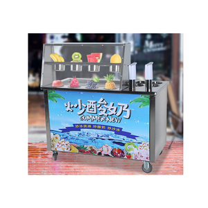 เครื่องทำไอศกรีมแบบกระทะคู่พร้อมฟรีซเซอร์/เครื่องม้วนไอศกรีม ไอศกรีมผัดไทย ไอศกรีมม้วนไทย - Product Image 3