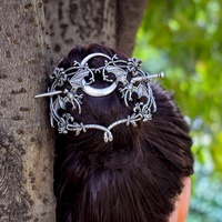 Nouvelle épingle à cheveux vintage en alliage électroplaqué Kun Hong, motif lune de Halloween et chauve-souris, bâton à cheveux coulissant style Viking, bijou pour femme, cadeau, 10 cm