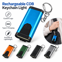 Mini lampe torche COB porte-clés rechargeable USB-C, lampe de travail EDC 4 modes, alarme sonore, IPX4, aluminium, logo personnalisé, vente en gros