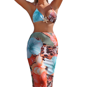 Nouvelle mode européenne imprimé à lacets Sexy taille haute longue robe couvrir maillot de bain Bikini maillots de bain avec Sea Life - Product Image 1