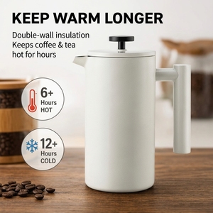 Cafetière moderne 350-1000 ml, infuseur à thé, type presse, portable, en acier inoxydable, double paroi, avec couvercle, pour la cuisine - Product Image 5