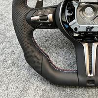 Volant sport en cuir pleine fleur à fond plat pour BMW F10 F20 F30 F36 M3 F80 M4 F82 M2 F87 M5 F90 X3 F25 X5 E70 E71 E90 E92