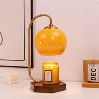 Lampe chauffe-bougie électrique LED rétro à hauteur réglable, avec minuterie et variateur d'intensité, base métallique, verre mosaïque, pour la décoration intérieure, simple, AC