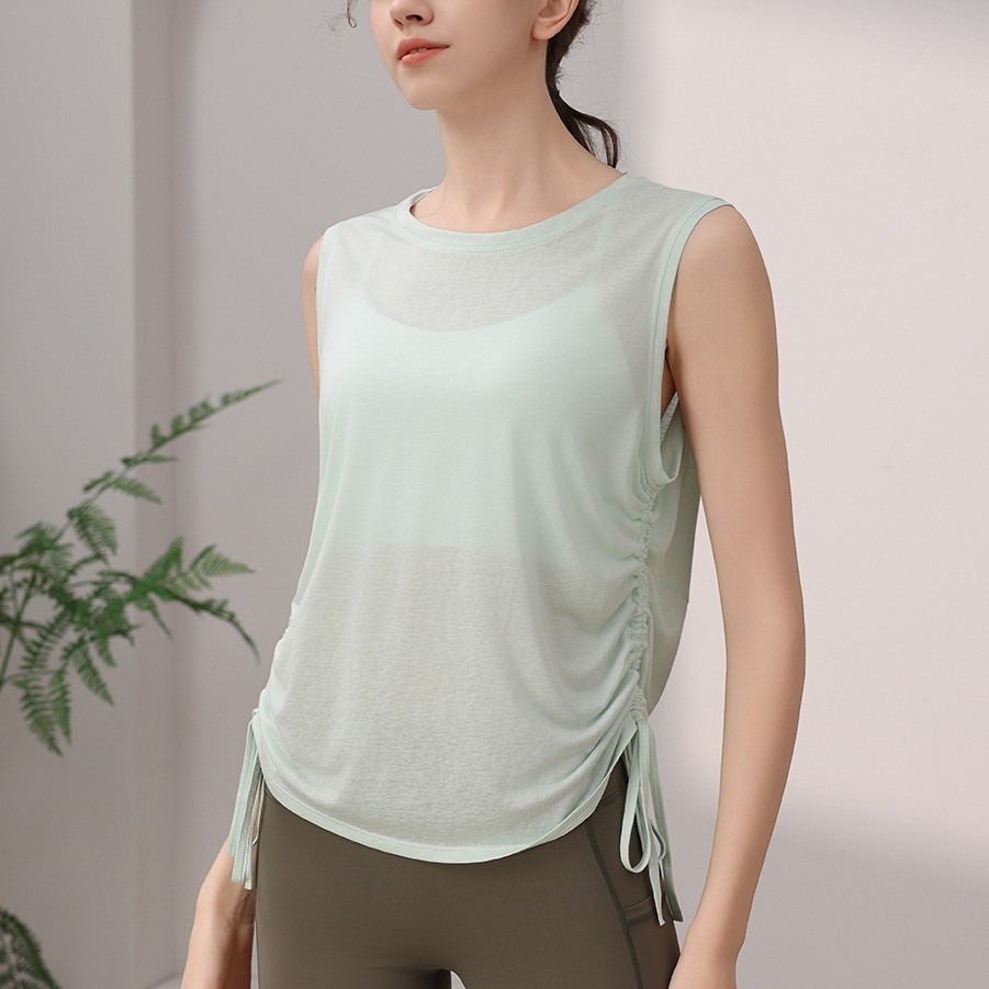 New Viscose/Polyester Thin Sports Vest Women's Tank Top Blouse Quick-drying Breathable Yoga Suit Fitness Training Top Summer