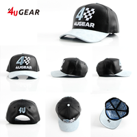 Casquettes de baseball 5 panneaux personnalisées 4ugear avec logo, casquettes de sport et de course en cuir à structure rigide, vente en gros OEM ODM